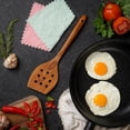 thumbnail image 4 of Teak Wooden Spatula for Cooking – Natural Non-Stick, Handcrafted Kitchen Utensils with Round Slotted Turner, Comfort Grip & Microfiber Cloth, 4 of 5