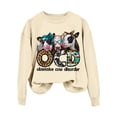 thumbnail image 3 of TINZ Sweat à Capuche Léger pour Femmes, Motif Vache Mignon, Col Rond, Manches Longues, Fermeture Éclair Complète, Crop Top, 3 of 3