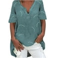 thumbnail image 2 of ICHUANYI Clearance Fashion Women Summer Casual Short Sleeve V-Neck Tees T-Shirt Tops Blouse(Blue, S) Ichuanyi Ichuanyi, 2 of 6