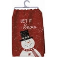 thumbnail image 3 of New Set Of 2 Winter Snowman Let It Snow Cotton Kitchen Dish Towels, Red, 3 of 3