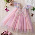 thumbnail image 2 of HCNTES Girls Toddler Kids Summer Princess Dress Short Sleeve Casual Sundress for Little Children Big Kids 3T 4T 5T 6T 7T 8T 9T(6-12 Months,H03-Pink), 2 of 6