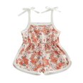 thumbnail image 1 of Combinaison d'Été pour Tout-Petite Fille, Barboteuse à Fleurs, Salopette Sans Manches, Short, Justaucorps, Cache-Couches, 1 of 6