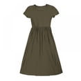 thumbnail image 2 of Girls Short Sleeve Dress Casual Dresses with Pocket 2-10 Years, 2 of 4