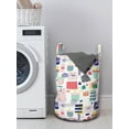 thumbnail image 3 of Modern Laundry Bag, Doodle Shopping Bags Gift Boxes and Presents Celebration Girly Lips Illustration, Basket with Handles Drawstring Closure for Laundromats, 13" x 19", Multicolor, by Ambesonne, 3 of 4