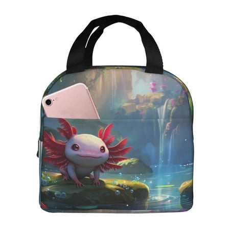 Insulated Lunch Bag for Women Men - Pond Cute Axolotl Leakproof Cooler Lunch Box for Women Men  Lunch Tote Bags for Work School Picnic Travel