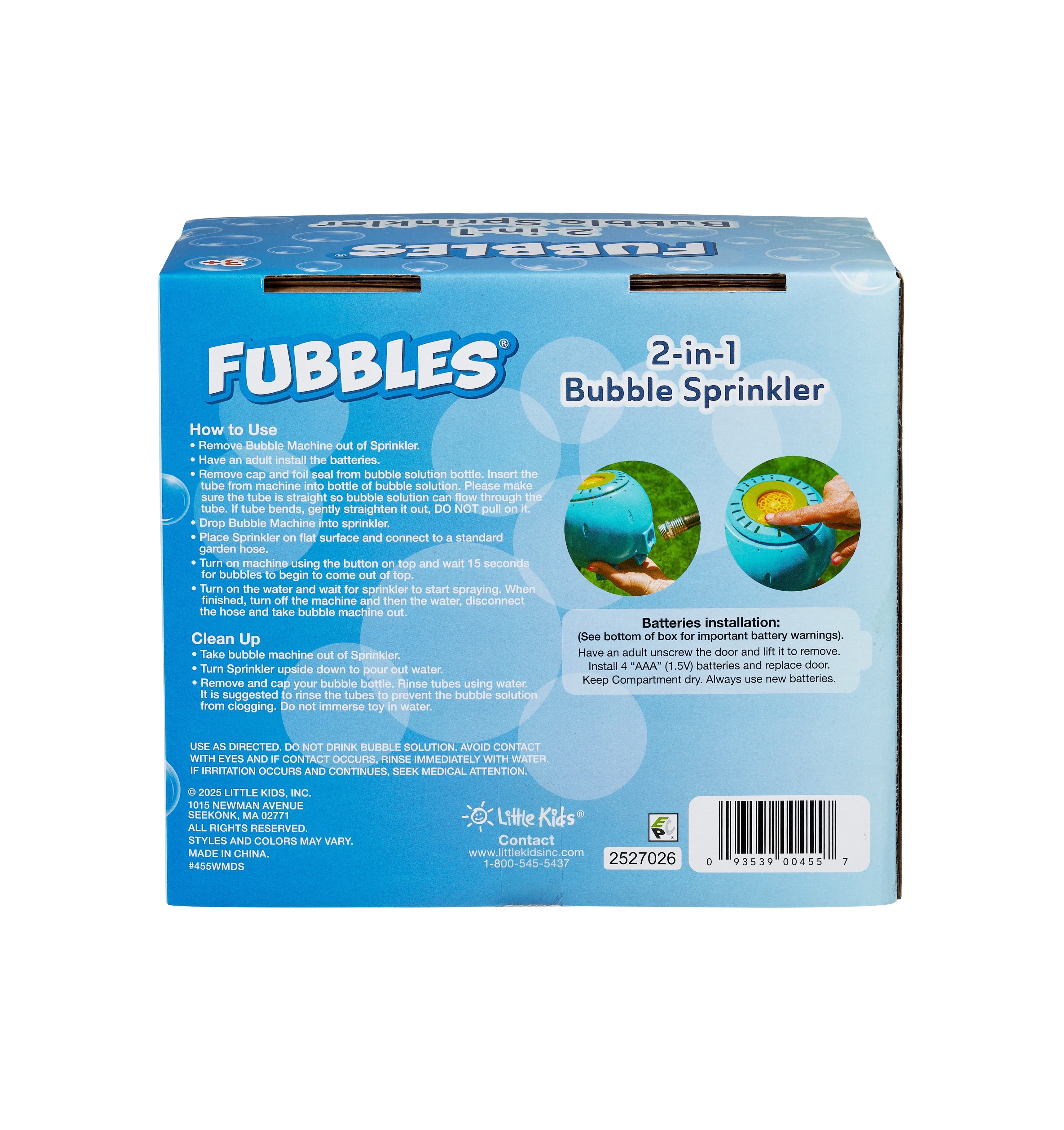 Little Kids Inc. Fubbles 2 in 1 Bubble Sprinkler with Premium Solution