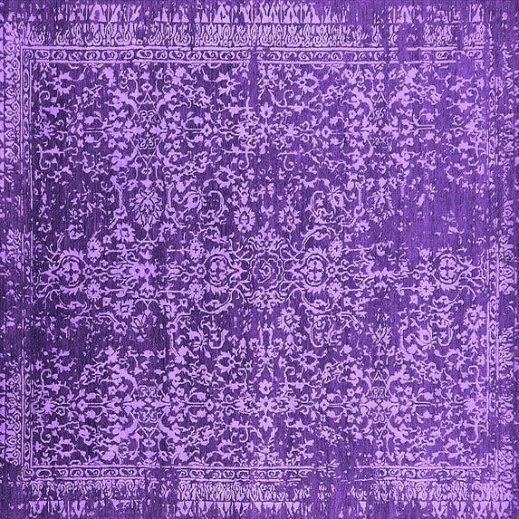 Ahgly Company Indoor Square Oriental Purple Industrial Area Rugs, 6' Square
