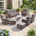 thumbnail image 2 of Jentlehouse 10 Pieces Outdoor Patio Furniture Set with 4 Swivel Rocking Chairs,Wicker Rattan Sofa Set Outdoor Sectional Conversation Set for Garden Lawn Balcony, 2 of 12