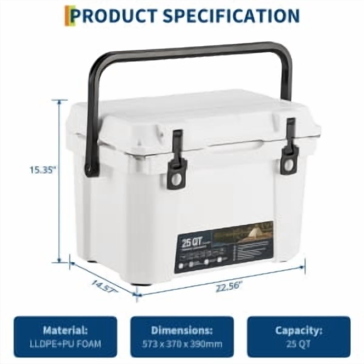 20 Quart Hard Camping Cooler, Adventure Outdoor Cooler Portable Insulated Ice Chest Cooler Box with Heavy Duty Handle, 5-Day Ice Retention, Great Camping Cooler with Easy Carry Top Handle Cooling Ice