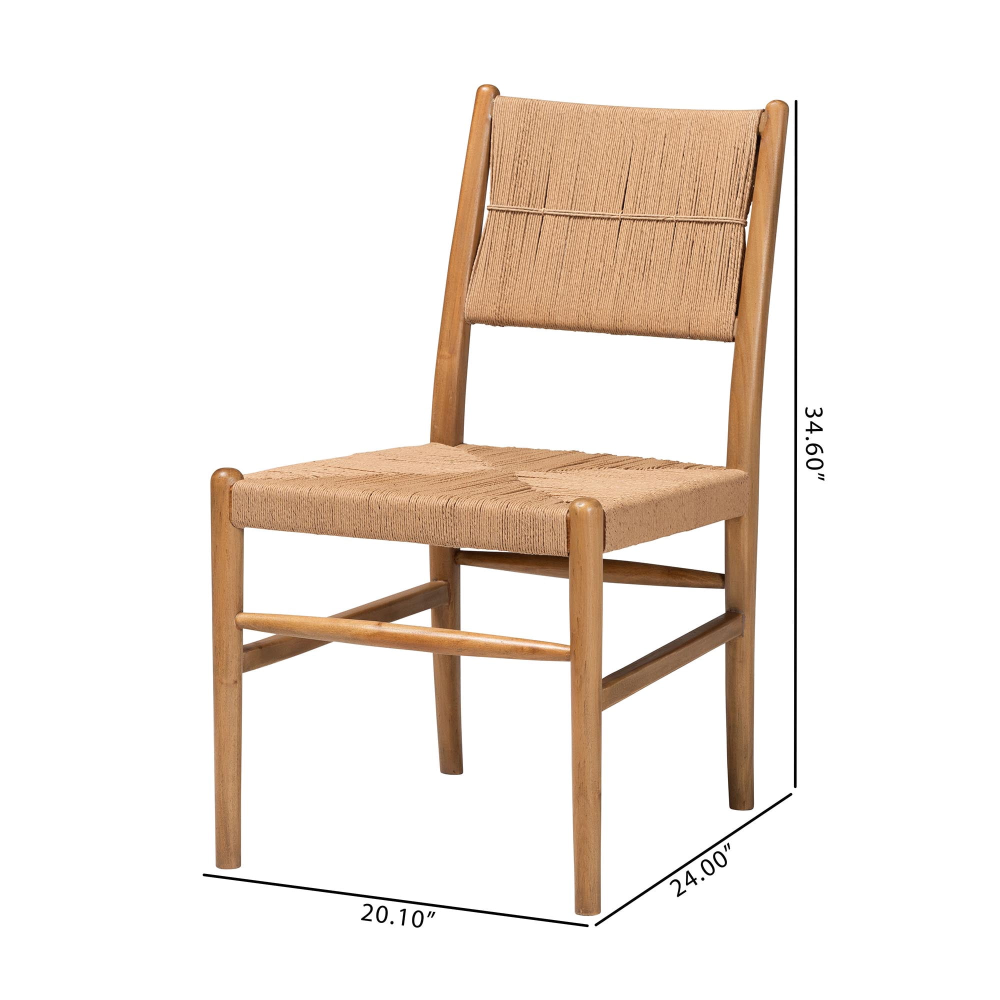 bali & pari Alva Mid-Century Dining Chair, 2-Piece, Honey