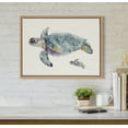thumbnail image 6 of Kate and Laurel Sylvie Swim Along with Me Turtle Framed Linen Textured Canvas Wall Art by Cathy Zhang, 18x24 Natural, 6 of 7