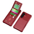 thumbnail image 2 of Dteck Wallet Case for Samsung Galaxy S25 Ultra ,PU Leather Phone Case with Magnetic Button Closure Credit Card Holder Slots, Stand Function, Lightweight Protective Slim Solid Fold Cover,Red, 2 of 8