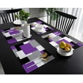 thumbnail image 4 of Placemats for Dining Table Set of Abstract Art Patchwork Purple Black and Grey Kitchen Table Place Mats Place Mats Table, 4 of 5