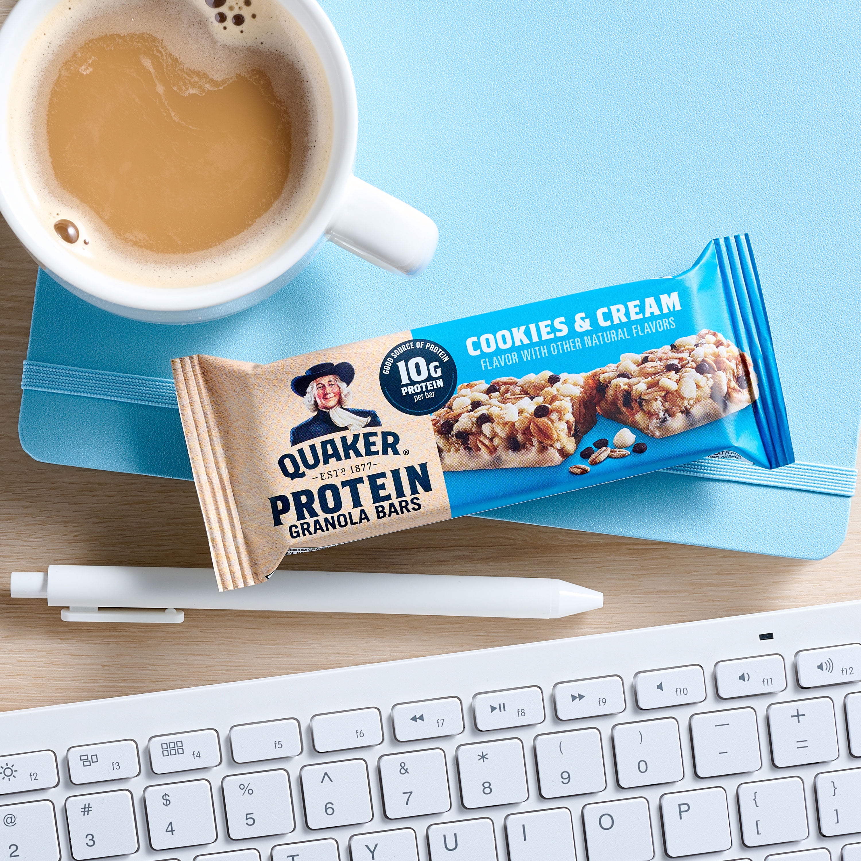 (2 pack) Quaker Protein Granola Bars, Cookies & Cream, 1.41 oz, 5 Count