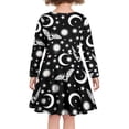 thumbnail image 3 of FKELYI Moon Star Bats Long Sleeve Dresses Size 3-4 T Soft Crew Neck Dress for Girls Midi Length Novelty Children Twirly Skater Dress, 3 of 4