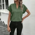 thumbnail image 2 of Yubnlvae Batwing Sleeve V-Neck Tops - Women's Solid Color Casual Shirts (Flowy Boho Style, Daily Wear) Green XL, 2 of 7