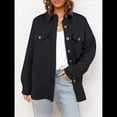 thumbnail image 4 of Chaqueta Informal de Otoño para Mujer, de Larga, con Botones, Holgada y Ligera, con Bolsillos. Negro XL, 4 of 8
