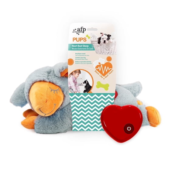 All For Paws Heartbeat Dog Plush Toy, Puppy Sleep Aid & Anxiety Relief Comforting Toy, Gray Sheep
