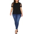 thumbnail image 2 of Agnes Orinda Women's Plus Size Top Mesh Short Sleeve Crew Neck T Shirt Solid Casual Blouse 2025 1X Black, 2 of 6