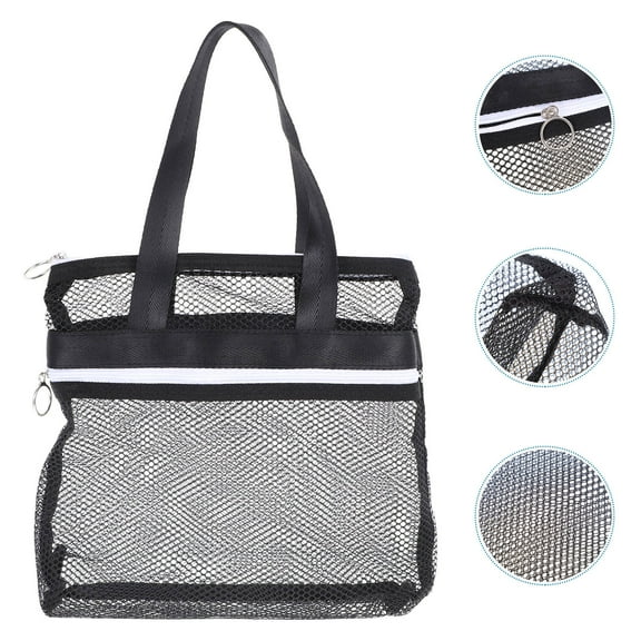Amosfun Mesh Bag Tote Bag Black 1Pcs Travel