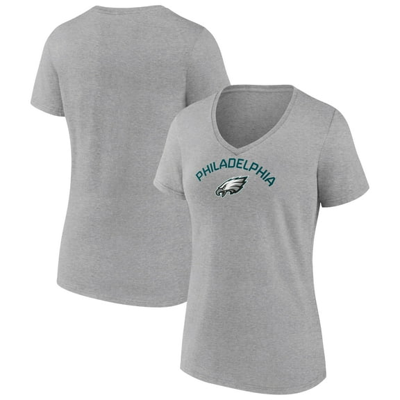 Women's Heather Gray Philadelphia Eagles Team Arc V-Neck T-Shirt