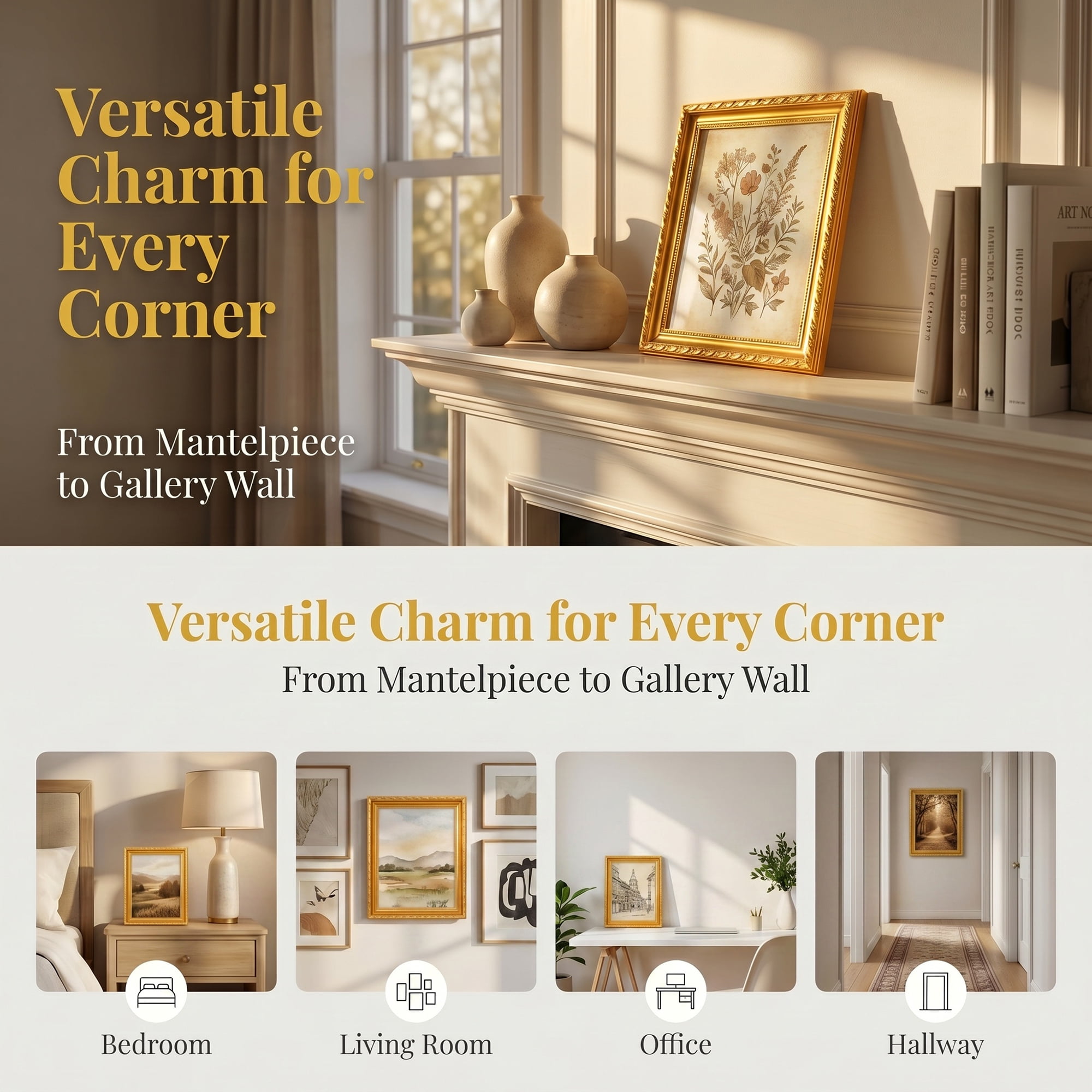 Unique Bargains Ornate Gold Resin Picture Frame for Luxury Home Decor Gold 5" x 7"