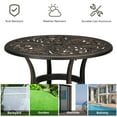 thumbnail image 3 of BAYUELSWU 23.6" Round Cast Aluminum Patio Bistro Table, Patio Dining Table with Umbrella Hole, All-Weather Outdoor Bar Table for Backyard, Garden, Patio, Porch (Bronze), 3 of 6