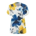 thumbnail image 5 of BangWanChi Women's Plus-Size Loose Fit Tops V-Neck Short Sleeved Floral Printing Base Shirt, 5 of 5