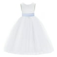 thumbnail image 2 of Ekidsbridal White V-Back Satin Special Occasion Dresses for Toddler Girls Junior Pageant Mini Bridal Gown 219T 8, 2 of 3