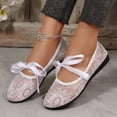 thumbnail image 5 of KEGIRLOM Women's Fashionable Casual Lace-Up Bowknot Versatile Sweet Soft-Soled Breathable Lace-Up Flat Shoes White 6.5, 5 of 9