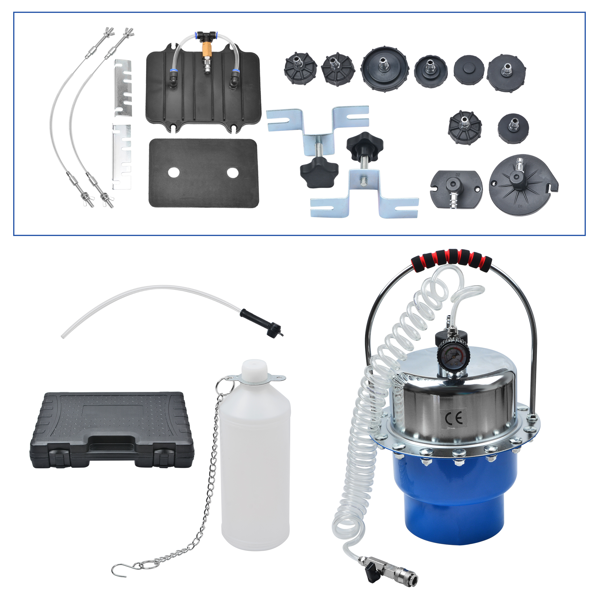 Pneumatic Air Pressure Brake Bleeder Kit Portable Bleeding Clutch