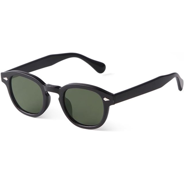HCHES Transparent Blue Round Sunglasses Women Men Retro Rivet Small Sun Glasses UV400