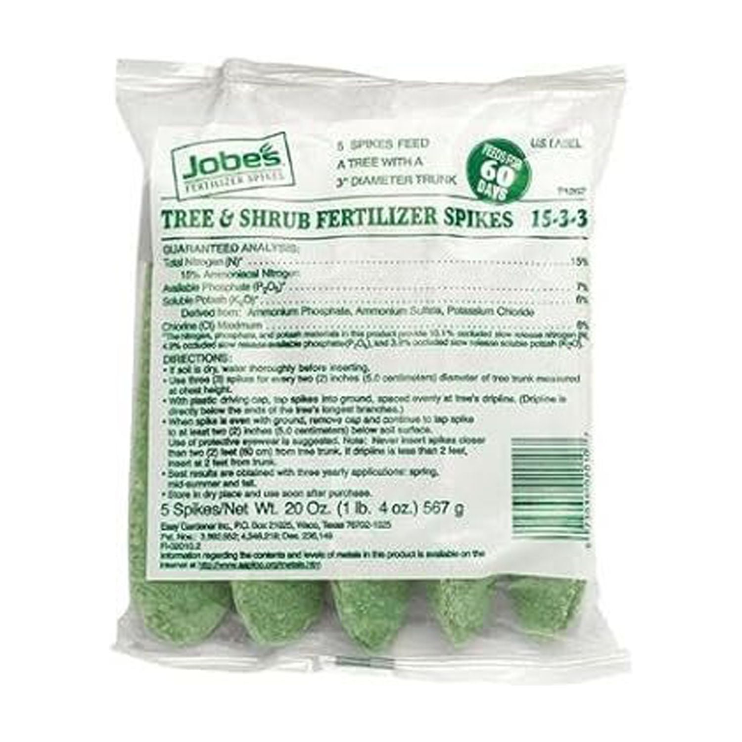 Jobe's 32 5 Packs Jobes 2010 Tree Shrub Fertilizer Spikes 15-3-3 — Outdoor & Indoor Plant Use, Easy Application