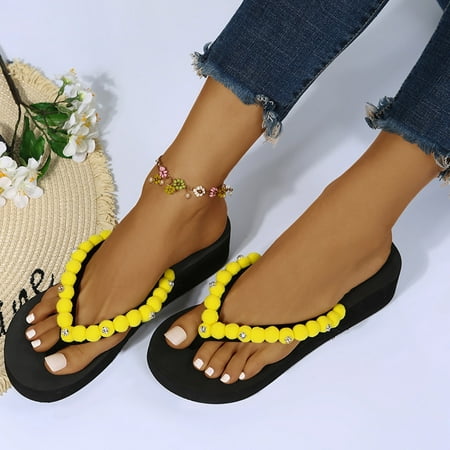 

Akiihool Womens Slippers Women Waterproof Flip Flops Shower & Water No-Slip Sandals for Pool and Beach (Yellow 6.5)