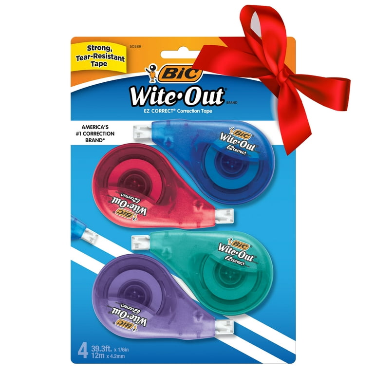 Bic Wite-Out EZ Correct Correction Tape, White, Fast, Clean & Easy to Use, Tear-resistant Tape, 4-Count Pack (WOTAPP418-WHI)