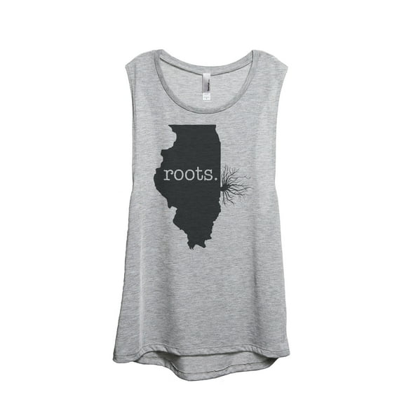 Thread Tank Home Roots State Illinois IL Women's Sleeveless Muscle Tank Top Sport Grey Small