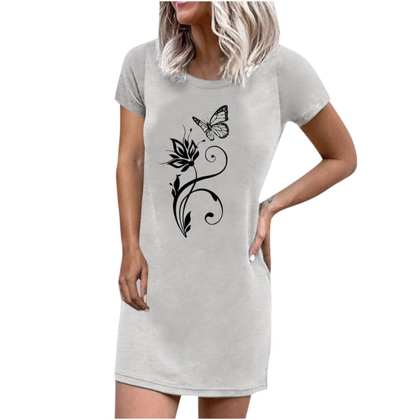 Vestido Seaxy de manga corta con estampado de verano y cuello redondo informal a la moda para mujer Fridja bnh3193