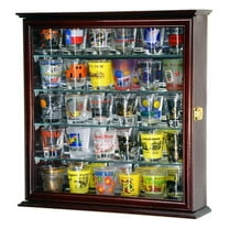 Mirror Backed and 4 Glass Shelves Shot Glass Display Case Cabinet