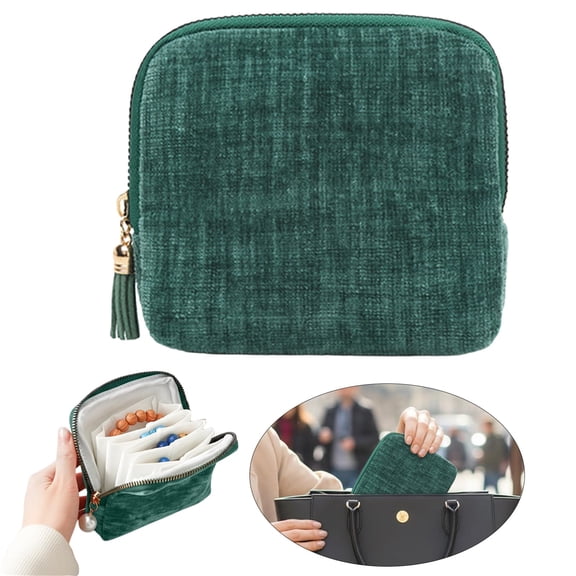 QIQUWOHUL Travel Jewelry Case Jewelry Zippered Pocket Case Travel Jewelry Bag Portable Organizer Bags With Zipper Velvet Jewelry Organizer Storage Bag For Bracelet Rings Earring