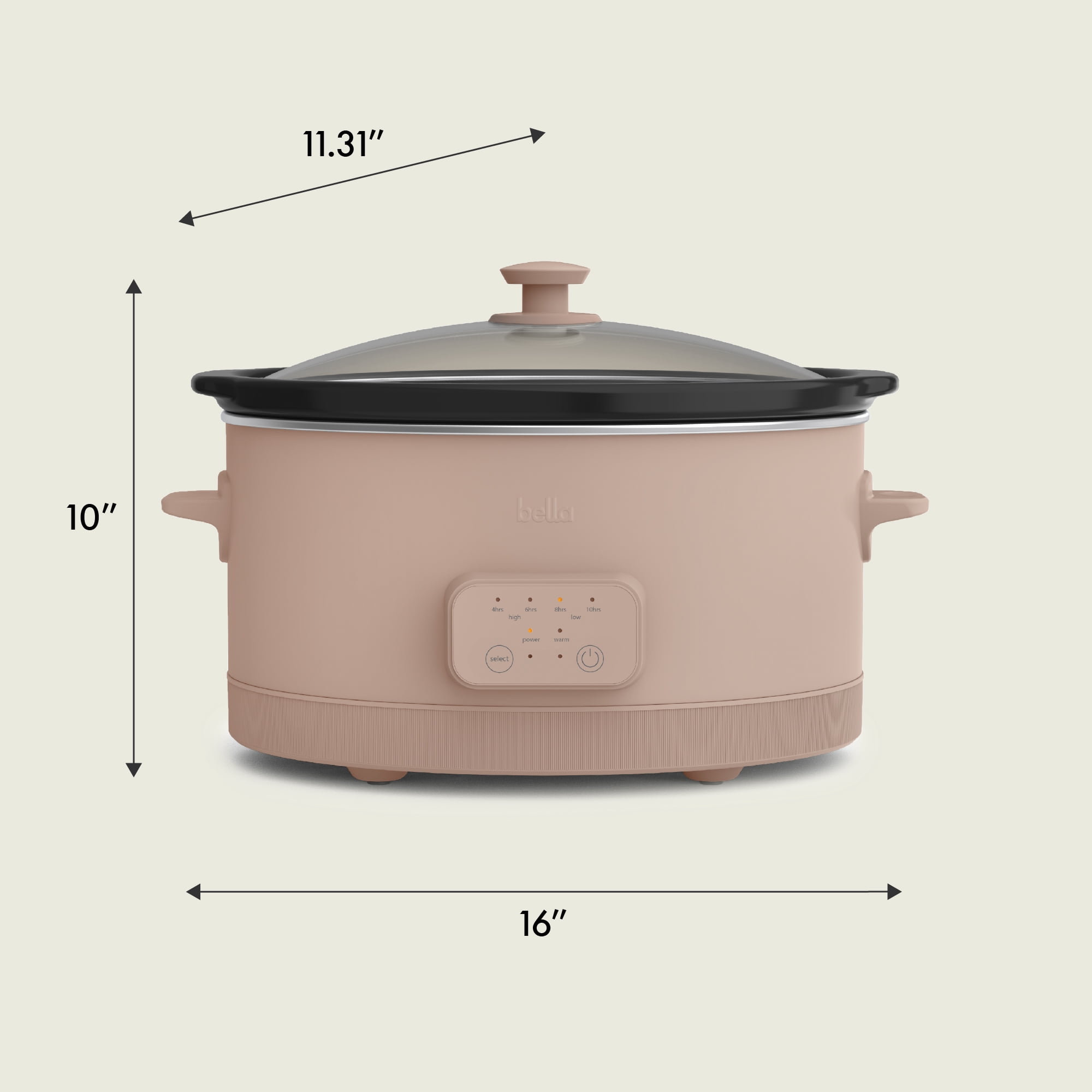 bella 6 Qt Digital Programmable Slow Cooker with Ceramic Nonstick Coating, Adjustable Temperature & Cooking Time, Dishwasher Safe Pot & Tempered Glass Lid, Blossom