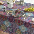 thumbnail image 4 of Bohemia Style Tablecloth 60x84 Inch Rectangular, Pink Vintage Washable Seasonal Table Cover for Party Picnic Dinner Decor, 4 of 6