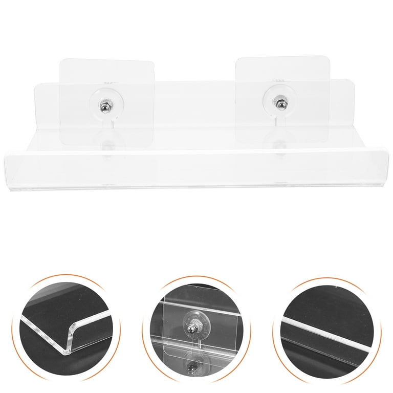 Acrylic Shower Caddy Shelf, Traceless Adhesive Wall Mounted, Floating  Acrylic Bathroom Shelves with Hooks for Razor