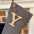 thumbnail image 4 of Gray Farmcloth Quilted Christmas Stocking with Personalized Letter Charm by Marilee Home, 4 of 8