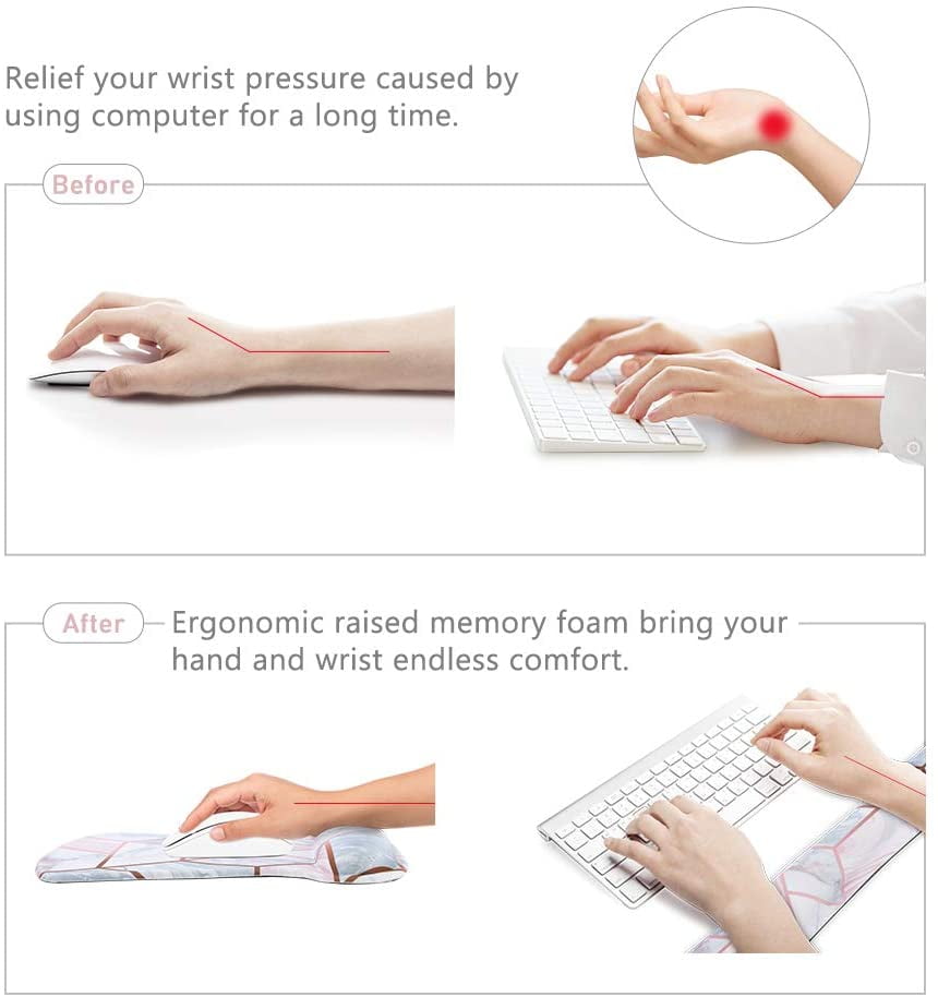 Cute Mouse Pad for Easy Typing & Pain Relief Office -Purple Marble … for Gaming Keyboard Wrist Rest Pad and Ergonomic Mouse Pad with Wrist Support Gel Set Computer Non-Slip Rubber Base 