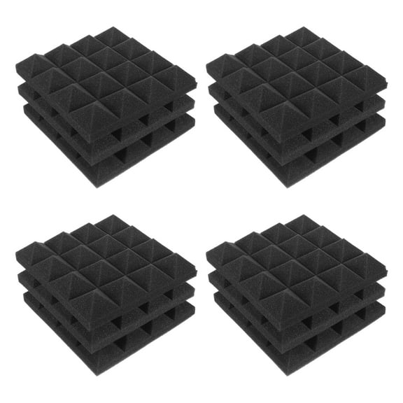 12 Pcs Wall Soundproof Panel Absorbing Self Adhesive Acoustic Recording Black