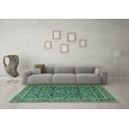thumbnail image 3 of Ahgly Company Machine Washable Indoor Square Persian Turquoise Blue Traditional Area Rugs, 7' Square, 3 of 4