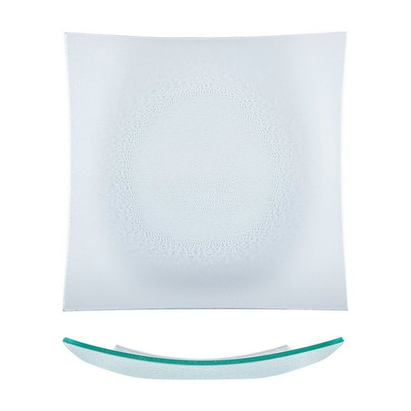 Turgla Fusion Glass Dinnerware 11.5" x 11.5" Square Clear Glass Plate, Set of 6 (02-347-29CLR)