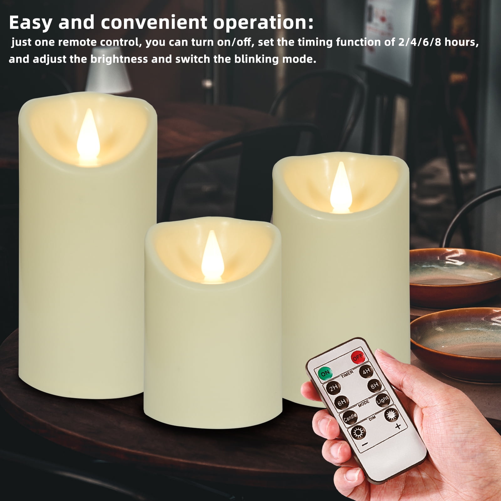 Cacou 3-Pack Flickering LED Flameless Candles with Remote Control for Home Decor and Mood Lighting