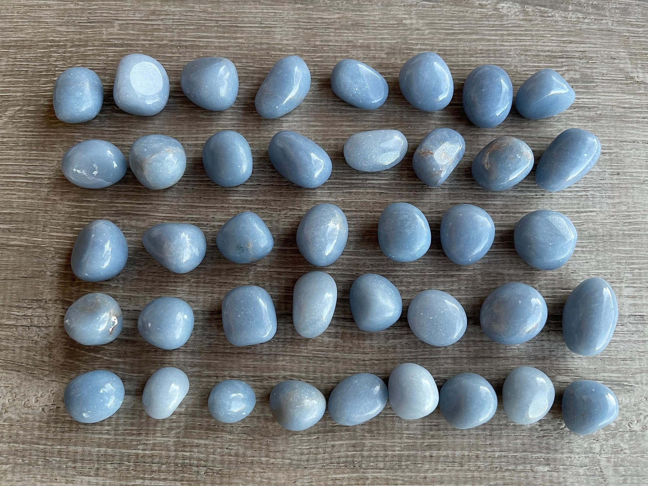 Angelite Tumbled Stones, Polished Angelite Gemstone, Angelite Healing Crystals (Angelite, 0.5 Pound)