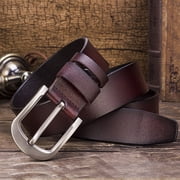 Costyle Mens Genuine Leather Belt Belts With Classic Silver Buckle, Brown